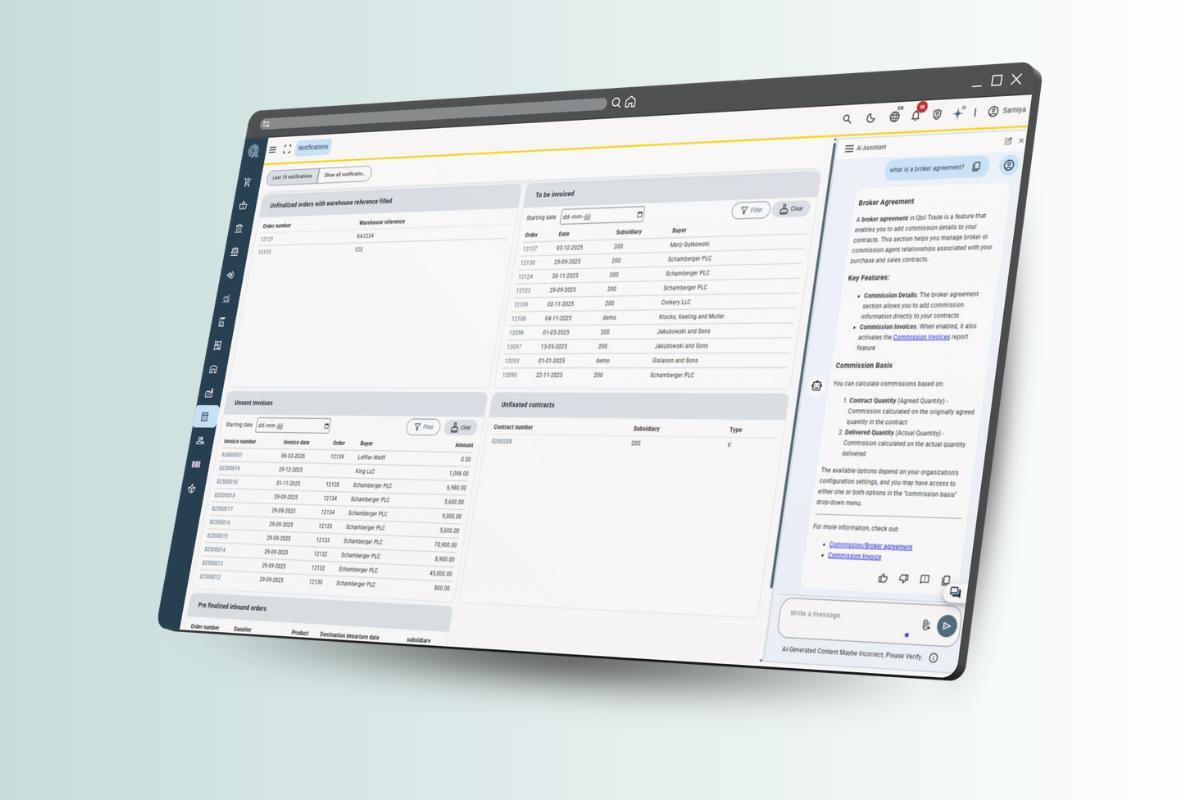 ai assisitant in erp trade software qbil-trade